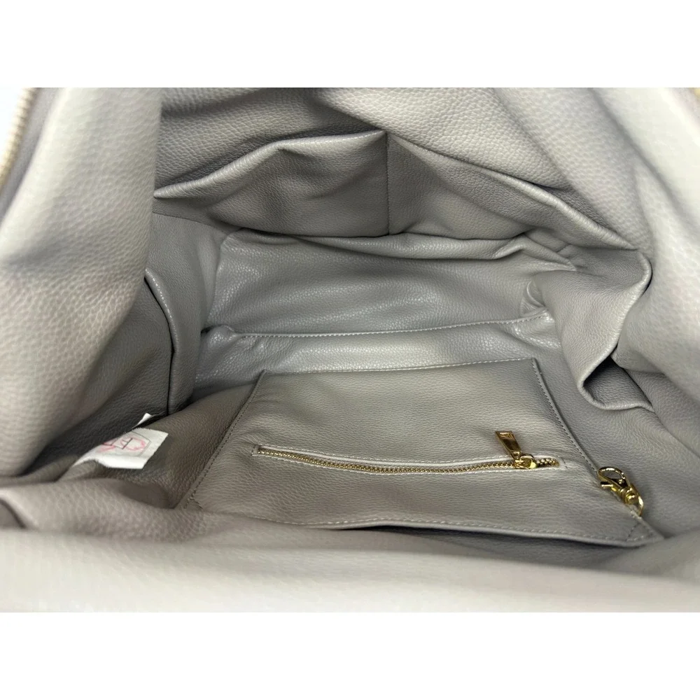 FAWN‎ DESIGN Diaper Bag Backpack Gray Faux Leather Large Baby Bag + Wristlet